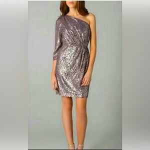 Shoshanna Purple Metallic One Shoulder Cocktail Dress Size Size 4